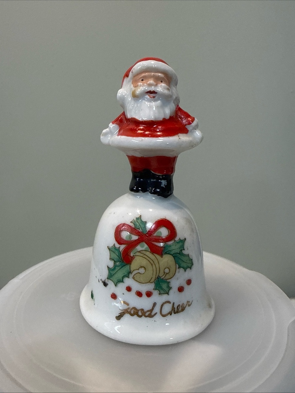Vintage Christmas~ Santa Claus Bell~ Porcelain “Good Cheer” Santa Bell